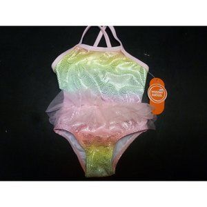Girls Wonder Nation Pink Tu Tu Swimsuit 12M UPF 50+